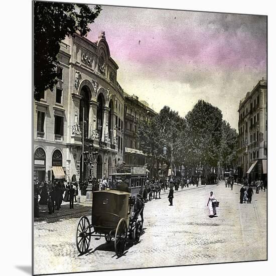 Barcelona (Spain), the Main Theater-Leon, Levy et Fils-Mounted Photographic Print