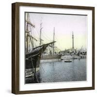 Barcelona (Spain), the Monument to Christopher Columbus and the Port-Leon, Levy et Fils-Framed Photographic Print