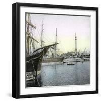 Barcelona (Spain), the Monument to Christopher Columbus and the Port-Leon, Levy et Fils-Framed Photographic Print