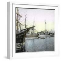 Barcelona (Spain), the Monument to Christopher Columbus and the Port-Leon, Levy et Fils-Framed Photographic Print