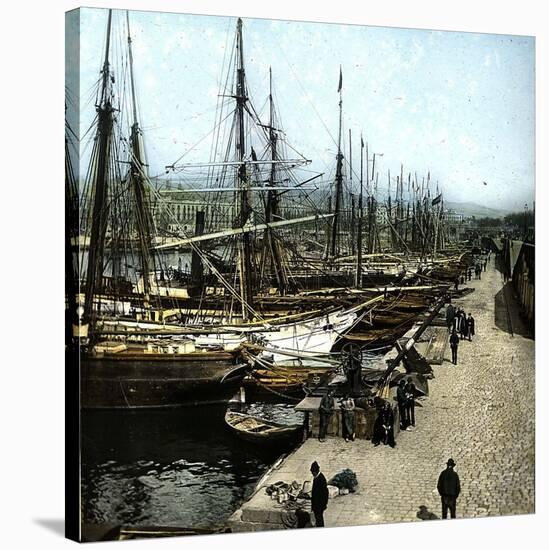 Barcelona (Spain), View of the Port-Leon, Levy et Fils-Stretched Canvas