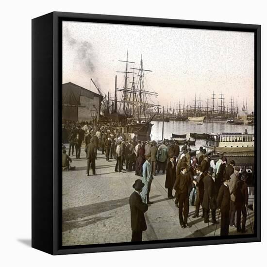 Barcelona (Spain), View of the Port-Leon, Levy et Fils-Framed Stretched Canvas