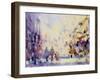 Barcelona Street Scene (W/C on Paper)-Laurence Fish-Framed Giclee Print