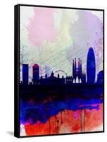 Barcelona Watercolor Skyline 2-NaxArt-Framed Stretched Canvas