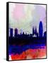 Barcelona Watercolor Skyline 2-NaxArt-Framed Stretched Canvas
