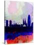 Barcelona Watercolor Skyline 2-NaxArt-Stretched Canvas