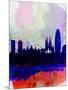 Barcelona Watercolor Skyline 2-NaxArt-Mounted Art Print