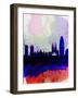 Barcelona Watercolor Skyline 2-NaxArt-Framed Art Print