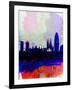 Barcelona Watercolor Skyline 2-NaxArt-Framed Art Print