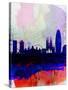 Barcelona Watercolor Skyline 2-NaxArt-Stretched Canvas