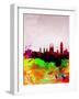 Barcelona Watercolor Skyline-NaxArt-Framed Art Print