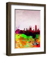 Barcelona Watercolor Skyline-NaxArt-Framed Art Print