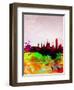 Barcelona Watercolor Skyline-NaxArt-Framed Art Print