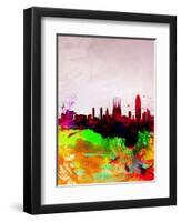 Barcelona Watercolor Skyline-NaxArt-Framed Art Print