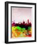 Barcelona Watercolor Skyline-NaxArt-Framed Art Print