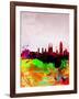 Barcelona Watercolor Skyline-NaxArt-Framed Art Print