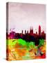 Barcelona Watercolor Skyline-NaxArt-Stretched Canvas