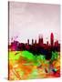 Barcelona Watercolor Skyline-NaxArt-Stretched Canvas