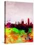 Barcelona Watercolor Skyline-NaxArt-Stretched Canvas