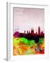 Barcelona Watercolor Skyline-NaxArt-Framed Art Print