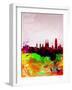 Barcelona Watercolor Skyline-NaxArt-Framed Art Print