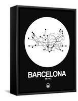 Barcelona White Subway Map-NaxArt-Framed Stretched Canvas