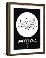 Barcelona White Subway Map-NaxArt-Framed Art Print