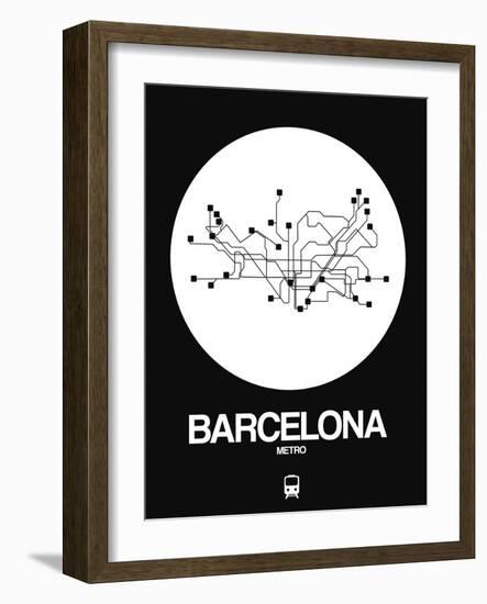 Barcelona White Subway Map-NaxArt-Framed Art Print