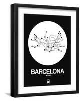 Barcelona White Subway Map-NaxArt-Framed Art Print