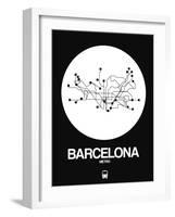 Barcelona White Subway Map-NaxArt-Framed Art Print