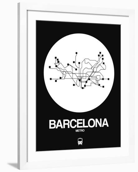 Barcelona White Subway Map-NaxArt-Framed Art Print