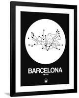 Barcelona White Subway Map-NaxArt-Framed Art Print