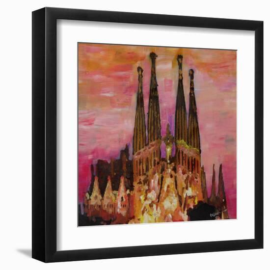 Barcelona with Sagrada Familia and Vanilla Sky-Markus Bleichner-Framed Art Print