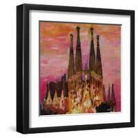 Barcelona with Sagrada Familia and Vanilla Sky-Markus Bleichner-Framed Art Print