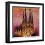 Barcelona with Sagrada Familia and Vanilla Sky-Markus Bleichner-Framed Art Print