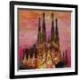 Barcelona with Sagrada Familia and Vanilla Sky-Markus Bleichner-Framed Art Print