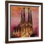 Barcelona with Sagrada Familia and Vanilla Sky-Markus Bleichner-Framed Art Print