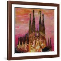 Barcelona with Sagrada Familia and Vanilla Sky-Markus Bleichner-Framed Art Print