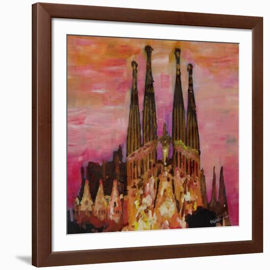 Barcelona with Sagrada Familia and Vanilla Sky-Markus Bleichner-Framed Art Print