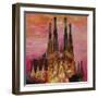 Barcelona with Sagrada Familia and Vanilla Sky-Markus Bleichner-Framed Art Print