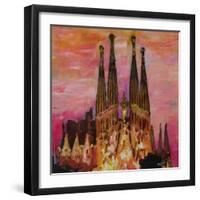 Barcelona with Sagrada Familia and Vanilla Sky-Markus Bleichner-Framed Art Print