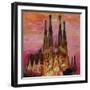 Barcelona with Sagrada Familia and Vanilla Sky-Markus Bleichner-Framed Art Print