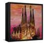 Barcelona with Sagrada Familia and Vanilla Sky-Markus Bleichner-Framed Stretched Canvas