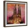 Barcelona with Sagrada Familia and Vanilla Sky-Markus Bleichner-Framed Premium Giclee Print