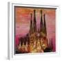 Barcelona with Sagrada Familia and Vanilla Sky-Markus Bleichner-Framed Premium Giclee Print