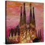 Barcelona with Sagrada Familia and Vanilla Sky-Markus Bleichner-Stretched Canvas