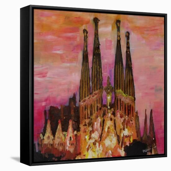 Barcelona with Sagrada Familia and Vanilla Sky-Markus Bleichner-Framed Stretched Canvas