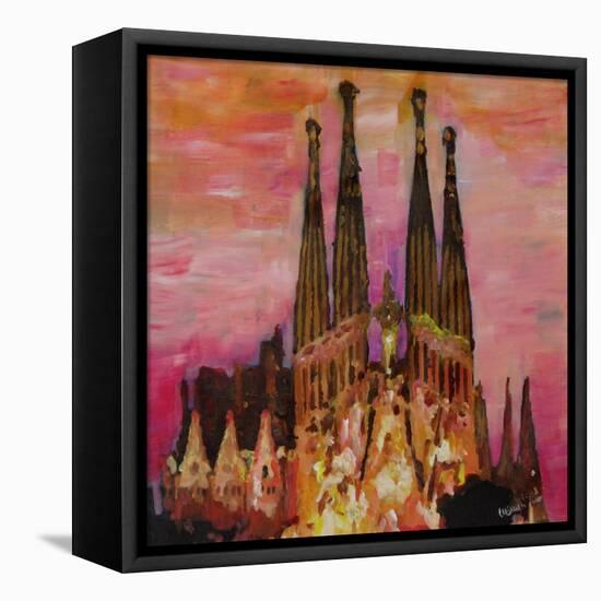 Barcelona with Sagrada Familia and Vanilla Sky-Markus Bleichner-Framed Stretched Canvas