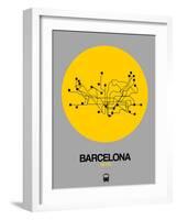 Barcelona Yellow Subway Map-NaxArt-Framed Art Print