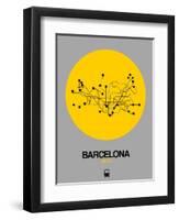 Barcelona Yellow Subway Map-NaxArt-Framed Art Print